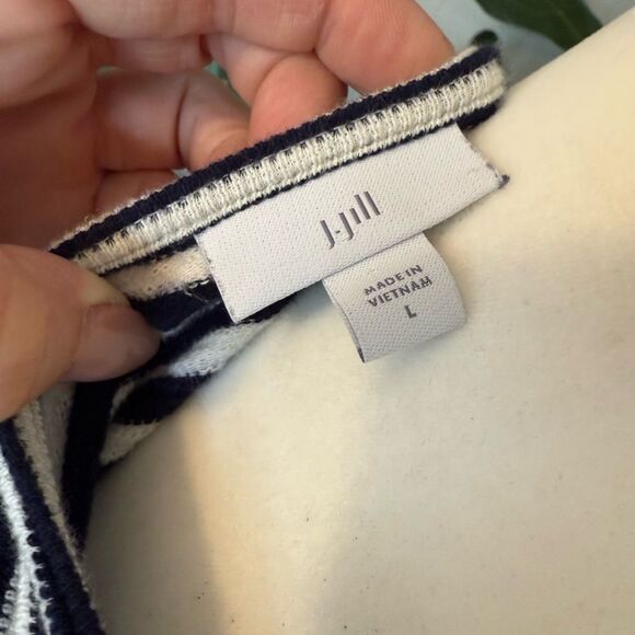 J. Jill Navy and White Striped Long Sleeve Top - Picture 6 of 7